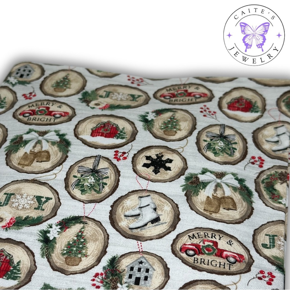 Handmade Small Book/Kindle Sleeve with a Wooden Ornaments Fabric